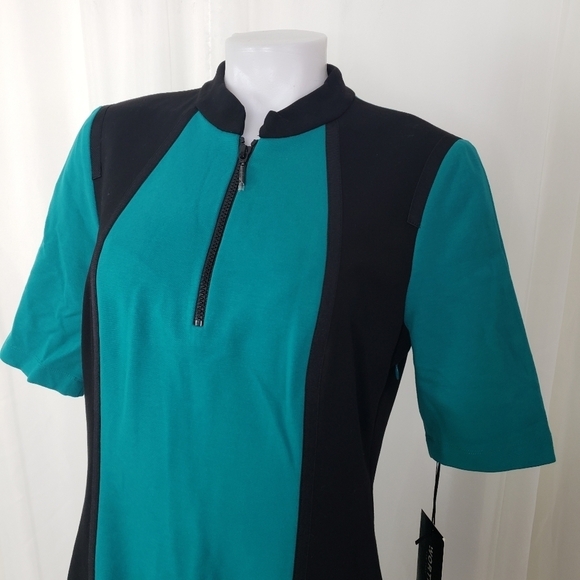 Worth New York Jade green black colorblock scuba dress size 12 NWT - Picture 2 of 11